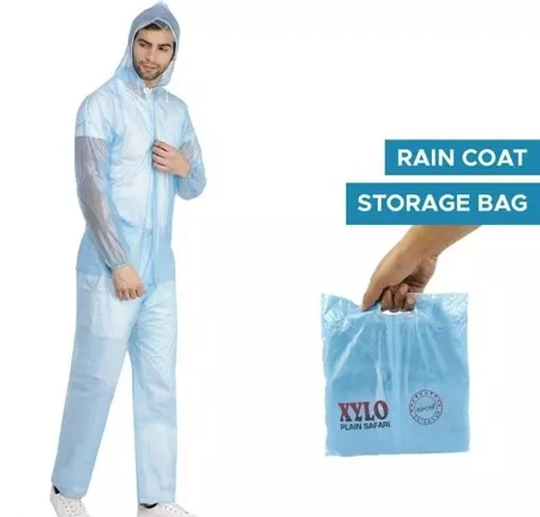 NHR Xylo Transparent 100% Waterproof PVC Zipper Raincoat With Jacket, Hood and Pant With Pockets for Men and Women- Raincoat, Raincover, Raincoat for Men, Waterproof Raincoat, Transparent Raincoat, Barsaati, Raincoat for Women (Blue