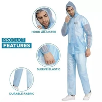 NHR Xylo Transparent 100% Waterproof PVC Zipper Raincoat With Jacket, Hood and Pant With Pockets for Men and Women- Raincoat, Raincover, Raincoat for Men, Waterproof Raincoat, Transparent Raincoat, Barsaati, Raincoat for Women (Blue
