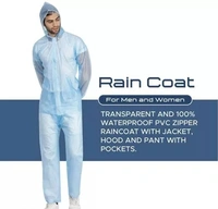 NHR Xylo Transparent 100% Waterproof PVC Zipper Raincoat With Jacket, Hood and Pant With Pockets for Men and Women- Raincoat, Raincover, Raincoat for Men, Waterproof Raincoat, Transparent Raincoat, Barsaati, Raincoat for Women (Blue
