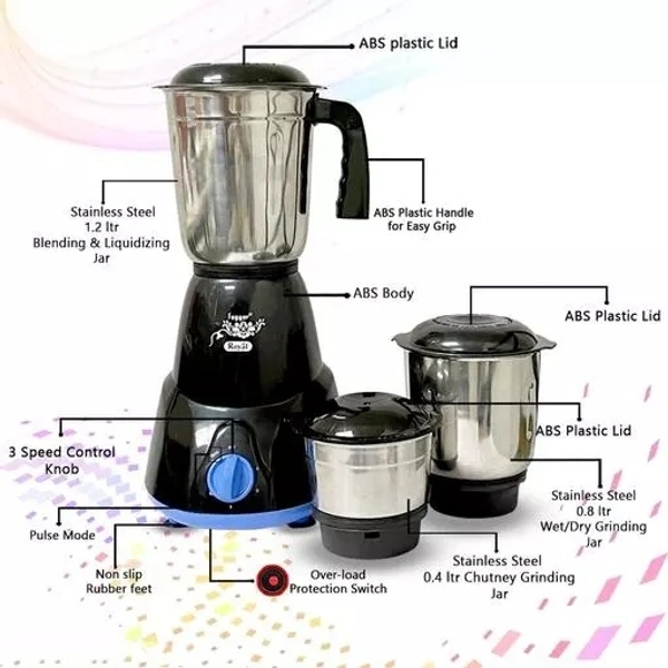 Mixie 500 watt Black 3 Jar
