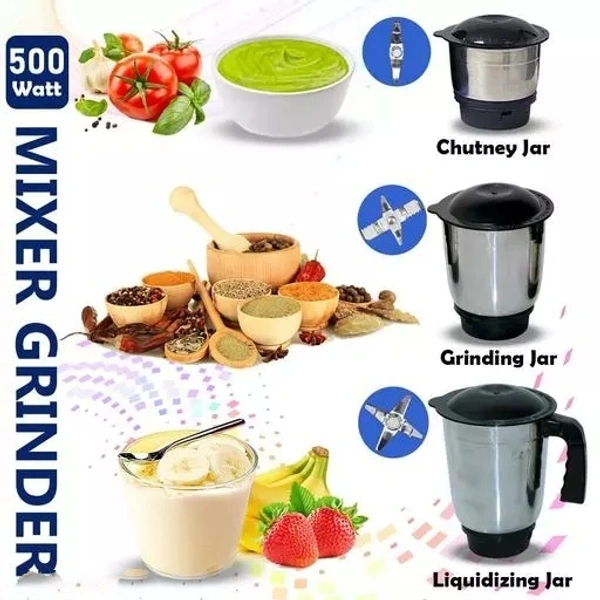 Mixie 500 watt Black 3 Jar