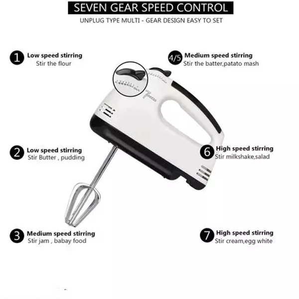 Hand Mixer Blender for Cake, Egg Beater Machine Cream Electric Hand Blender for Cake Mixing Whipping Machine Hand Beater | Electric Egg Beater(260 W) (Whitecolor)