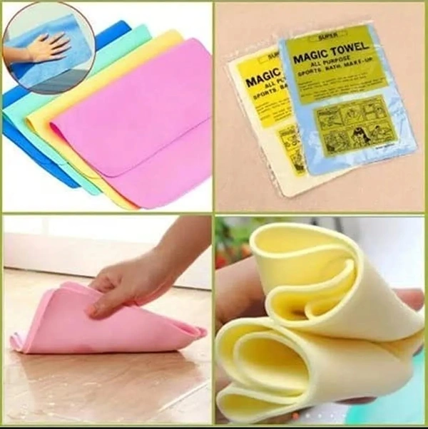 (Pack Of 2) Magic Towel Reusable Absorbent Water for Kitchen Cleaning Car Cleaning, Unique Living Towel, Super Absorbent, Chamois Leather Wipes Wet and Dry PVA Fibers Cloth