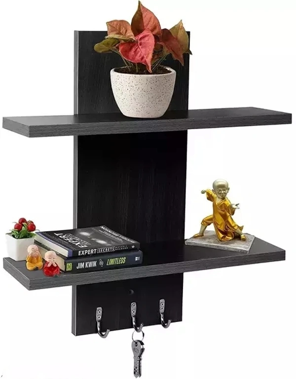 Dime Store Wooden Wall Shelf/Wall Rack/Home Decoration Shelves/Wall Display Rack for Living Room, Office Wall Décor (2 Shelves, Black)