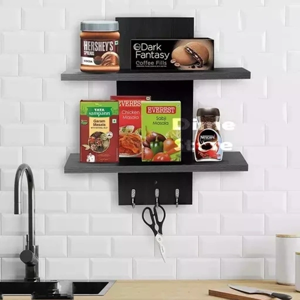 Dime Store Wooden Wall Shelf/Wall Rack/Home Decoration Shelves/Wall Display Rack for Living Room, Office Wall Décor (2 Shelves, Black)