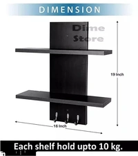 Dime Store Wooden Wall Shelf/Wall Rack/Home Decoration Shelves/Wall Display Rack for Living Room, Office Wall Décor (2 Shelves, Black)