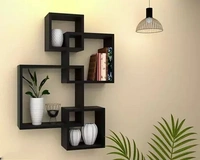 Wood Floating Cube Shelves - Intersecting Wall Mounted Shelves