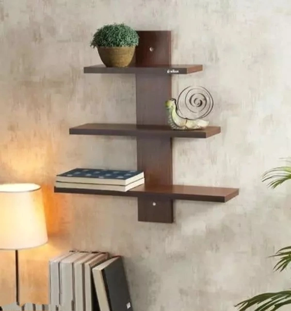 WOOD MINE Wall Shelf For Living Room Floating Wall Book Shelf For Study Room(BROWN)