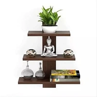 WOOD MINE Wall Shelf For Living Room Floating Wall Book Shelf For Study Room(BROWN)