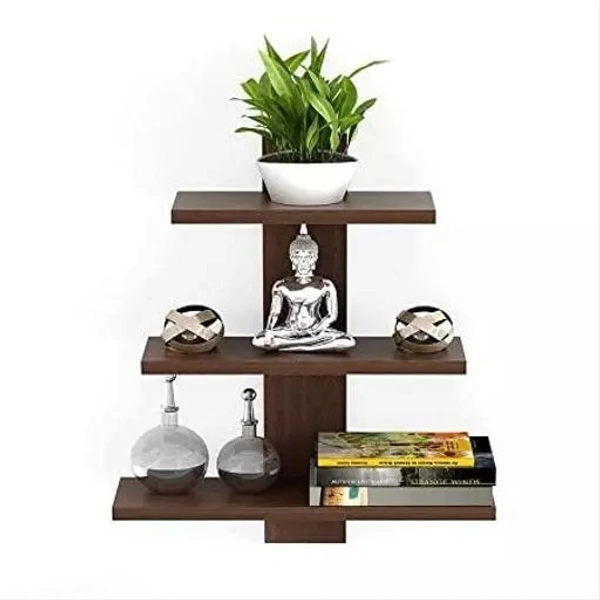 WOOD MINE Wall Shelf For Living Room Floating Wall Book Shelf For Study Room(BROWN)