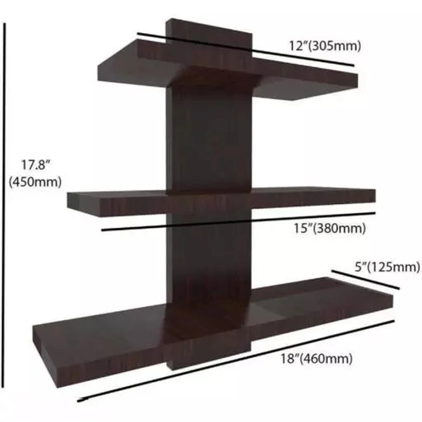 WOOD MINE Wall Shelf For Living Room Floating Wall Book Shelf For Study Room(BROWN)