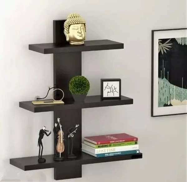 WOOD MINE Wall Shelf For Living Room Floating Wall Book Shelf For Study Room(BLACK)