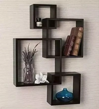 Intersecting Wall Shelves set of 4 Brown
