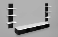 Riano Wall Mount Tv Entertainment Unit/With Set Top Box Stand And Wall Shelf Display Rack For Living Room Black & White (Ideal For Up To 32") Screen(Engineered Wood)