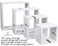 Intersecting Wall Mount Shelf Wall Shelf Set of 4 Floating Shelf Storage Rack Wooden Wall Shelf for Home Decor,Living Room Decor,Office Wall Decor,Gifting Items (Standard, White)