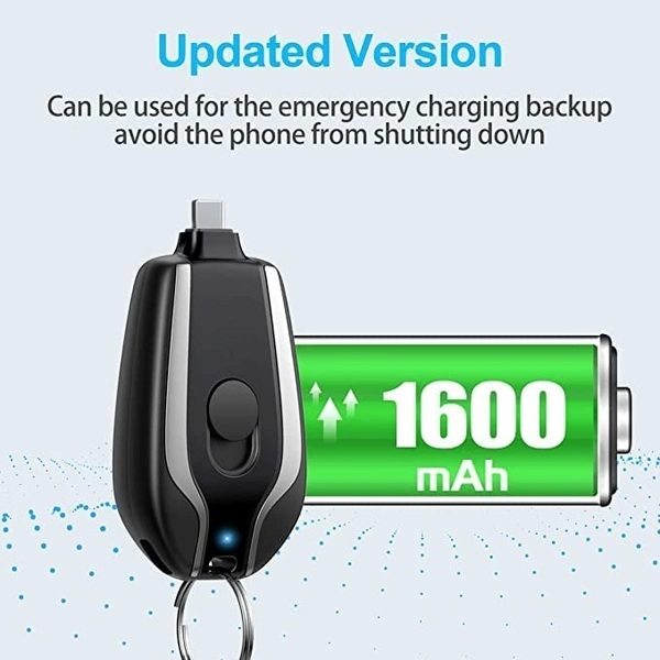 Portable Mini Power Bank, Emergency Charger, Keychain Phone Charger, Fast Finger 1500mah Charging, Compatible with, Best C-pin