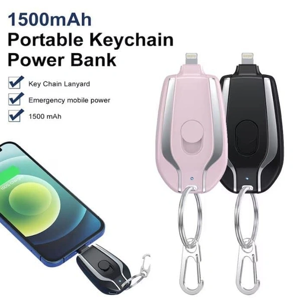 Portable Mini Power Bank, Emergency Charger, Keychain Phone Charger, Fast Finger 1500mah Charging, Compatible with, Best C-pin