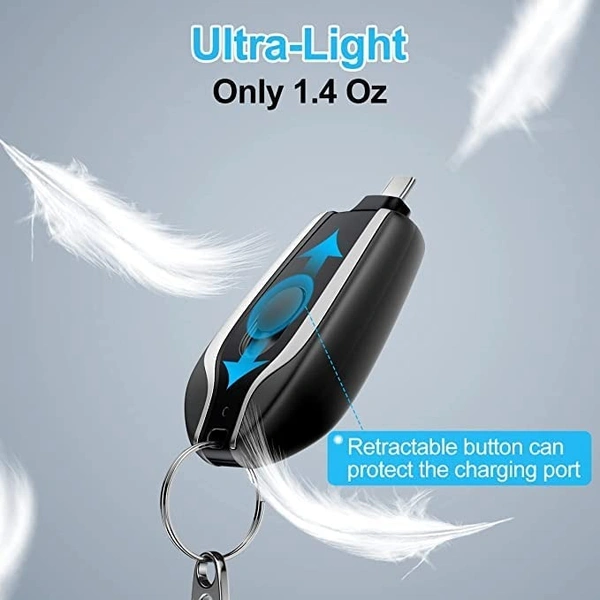 Portable Mini Power Bank, Emergency Charger, Keychain Phone Charger, Fast Finger 1500mah Charging, Compatible with, Best C-pin