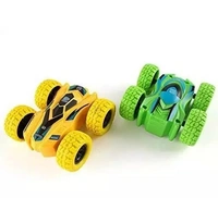 ( Pack of 2 Multicolor) Double-Sided Mini Tumbling Toy Fun Car, Inertia Safety, Crash-Resistant, Anti-Fall Kids Car Combo Set