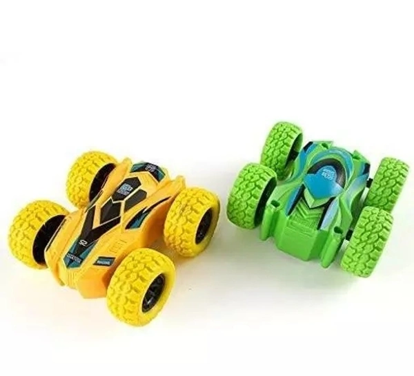 ( Pack of 2 Multicolor) Double-Sided Mini Tumbling Toy Fun Car, Inertia Safety, Crash-Resistant, Anti-Fall Kids Car Combo Set