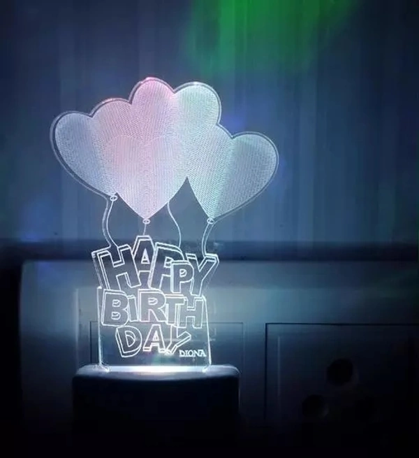 Happy Birthday Celebration Gift 3D Illusion LED Multi Color Changing Night Lamp
