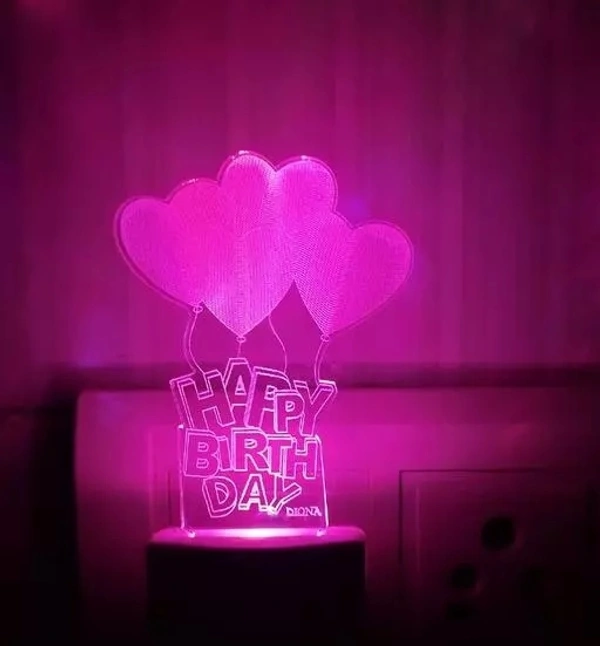 Happy Birthday Celebration Gift 3D Illusion LED Multi Color Changing Night Lamp