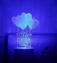 Happy Birthday Celebration Gift 3D Illusion LED Multi Color Changing Night Lamp