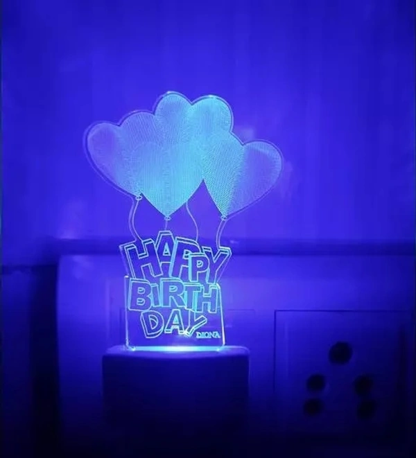 Happy Birthday Celebration Gift 3D Illusion LED Multi Color Changing Night Lamp