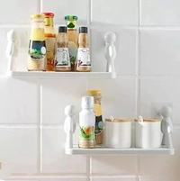 Wall Hanging Bathroom Storage Human Hook Rack Floating Wall Ledge Shelf Simple Wall Mounted Bookshelf Home Office Shelves (PACK OF 1 ) WHITE