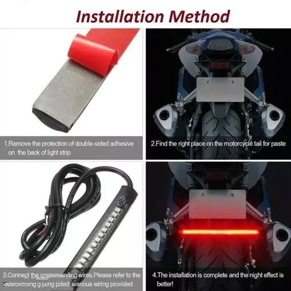 Master 1pc LED Strip With Tail Light Turn Signal And Brake Indicator- for all Bikes