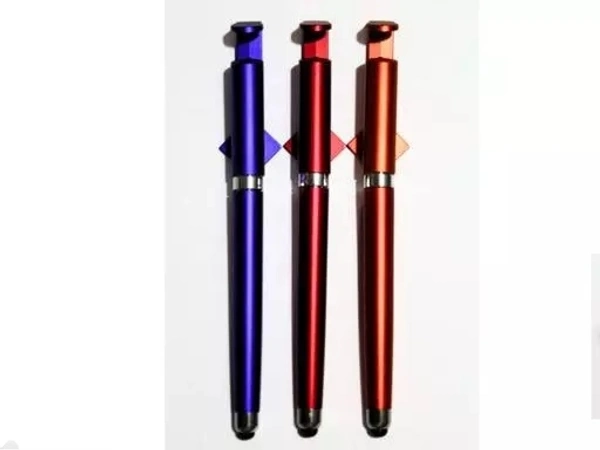 3 in one - Birthday Party Return Gift Item In Bulk | Stylish Mobile Stand Pen / Screen Wipe Pen For All Touch Screen / Writing Pen (Pack of 2, Multicolor)