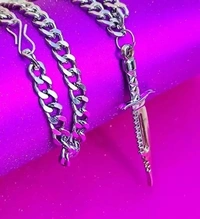 For Boys and Man Rhodium, Silver Plated Alloy, Stainless Steel Chain with Talwar pendent