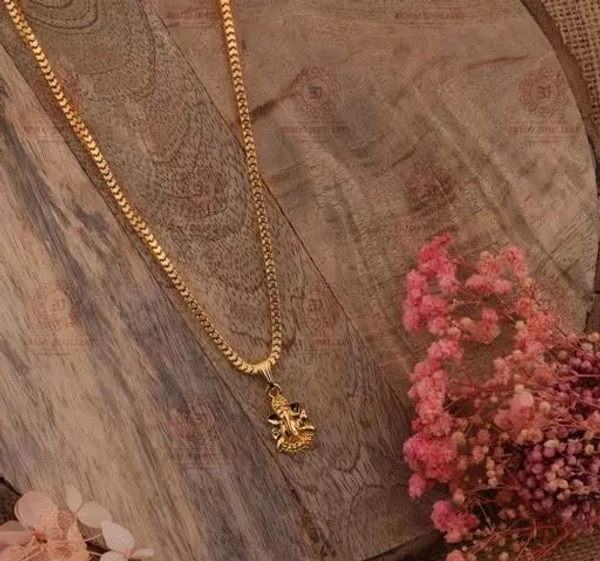 Krishna-Gold plated 22 Inch Chain Pendet-( C-137 ) Pendants & Lockets