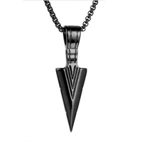 Stainless Steel Arrowhead Necklace Viking Warrior Spear Head Charm Chain Pendant for Men/Women