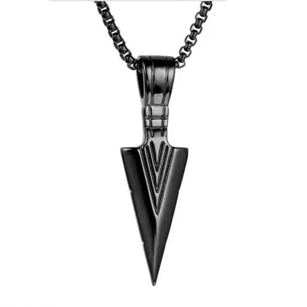Stainless Steel Arrowhead Necklace Viking Warrior Spear Head Charm Chain Pendant for Men/Women