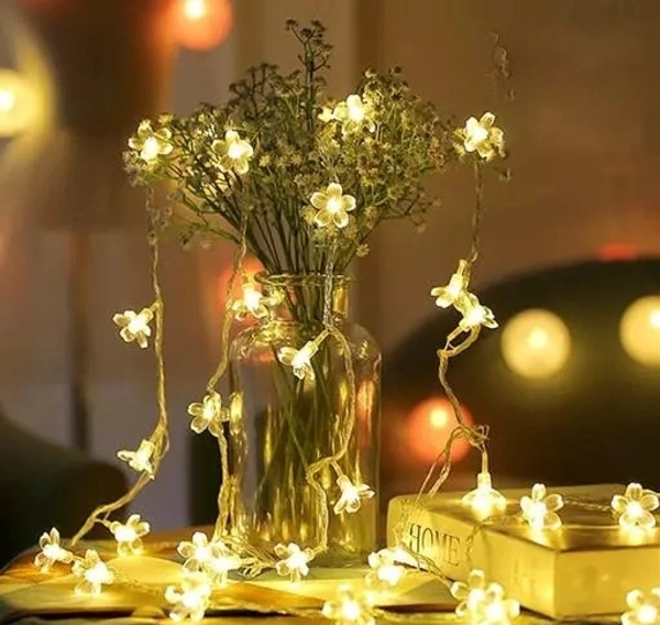 Silicone Blossom Flower 14 LED 3M Warm White Fairy String Lights for Festival Home Decoration (Pack of 1 Warm White)