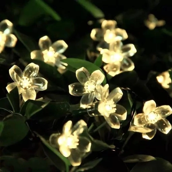 Silicone Blossom Flower 14 LED 3M Warm White Fairy String Lights for Festival Home Decoration (Pack of 1 Warm White)