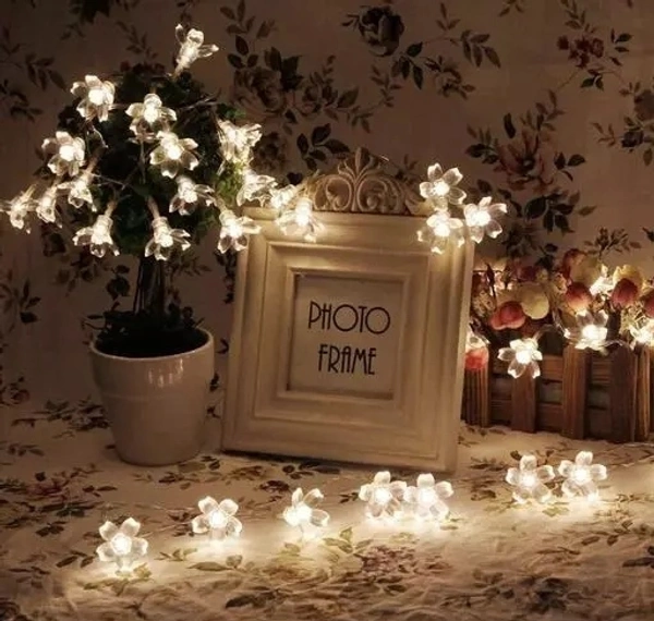 Silicone Blossom Flower 14 LED 3M Warm White Fairy String Lights for Festival Home Decoration (Pack of 1 Warm White)