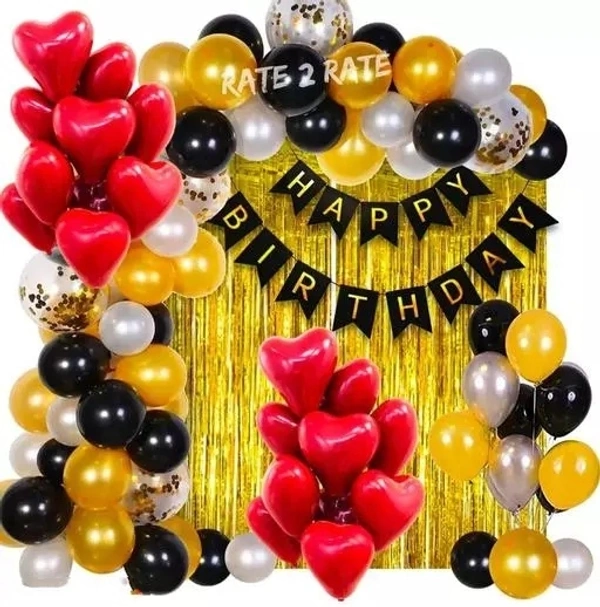 The Royal & Amazing Happy Birthday Combo Red Heart Balloons Combination Set