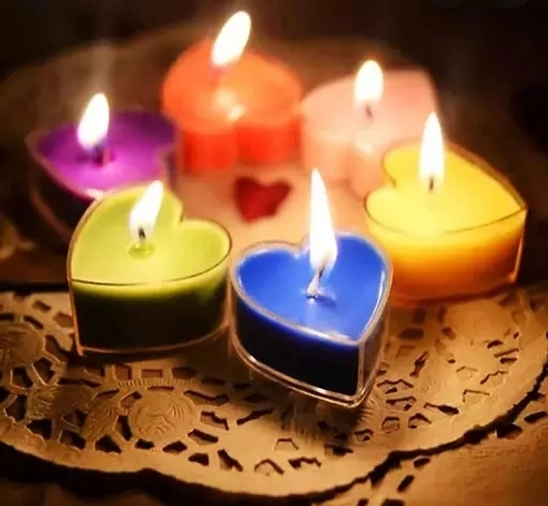 Acrylic Heart Multi Scented Tealight, Set Of 6