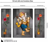 Wallmax Ganesha Set of 3 UV Textured Home Decorated Gift item 6 MM MDF Painting 12 Inch x 18 Inch WAGJM-1007