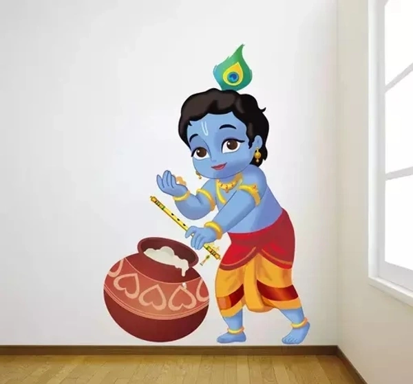  Lord Krishna Wall Sticker For Living Room/Bedroom (Size :26x18 inch)