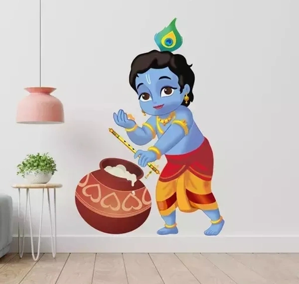  Lord Krishna Wall Sticker For Living Room/Bedroom (Size :26x18 inch)