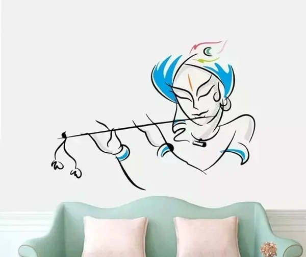  Lord Krishna Wall Sticker For Living Room/Bedroom (Size :24x18 inch)