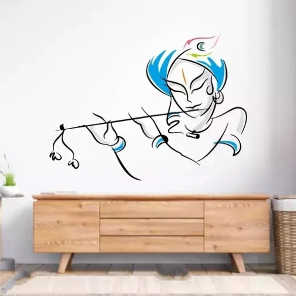  Lord Krishna Wall Sticker For Living Room/Bedroom (Size :24x18 inch)