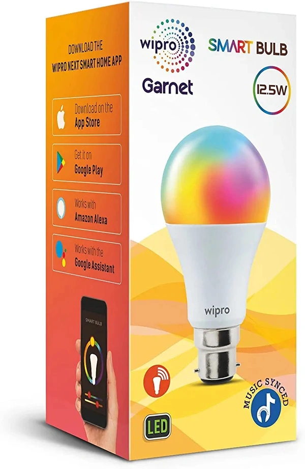 B22D 12.5W Wi-Fi Smart LED Bulb with Music Sync for Amazon Alexa & Google Assistant (Pack of 1, Multicolor)74%off74%off