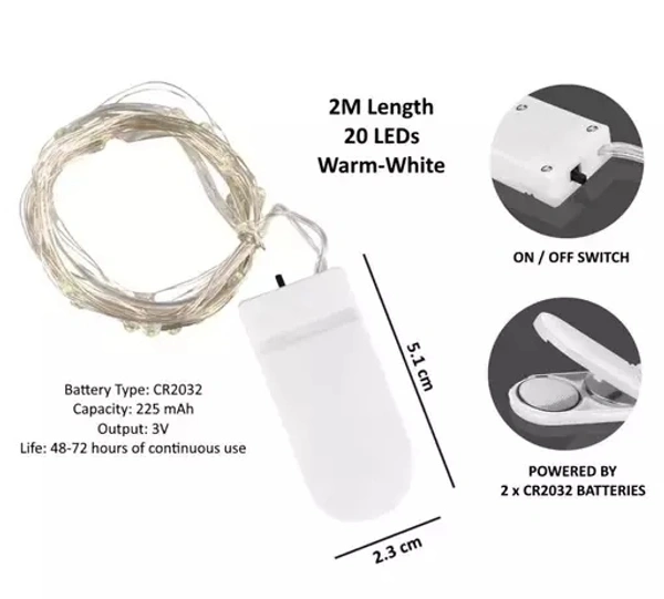 Coin Battery String Warm Light (Pack of 2)