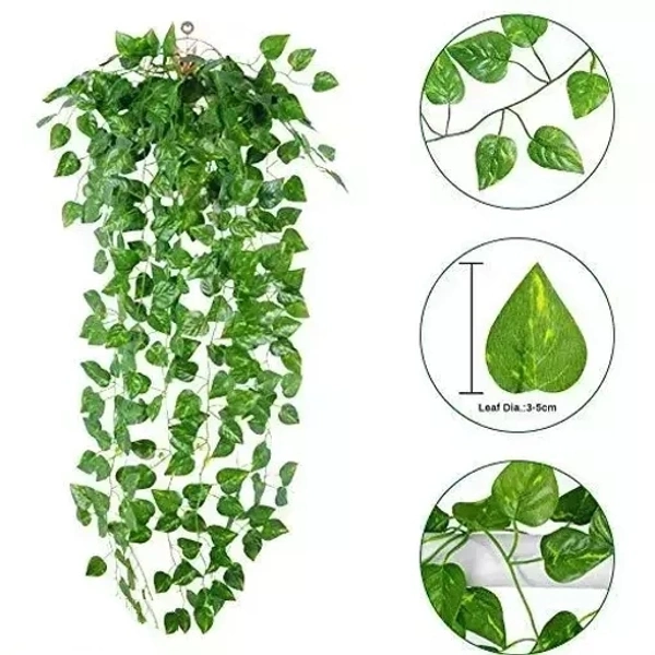  Artificial Garlands Hanging Leaves (8 Feet) (Set of 2) Greenery Vine Creeper Plants for Home Decor Main Door Wall Balcony Office Decoration Party Festival Craft