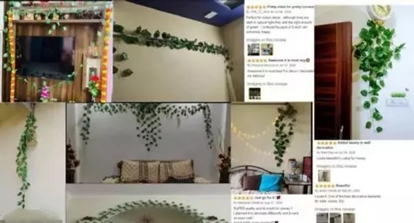  Artificial Garlands Hanging Leaves (8 Feet) (Set of 2) Greenery Vine Creeper Plants for Home Decor Main Door Wall Balcony Office Decoration Party Festival Craft