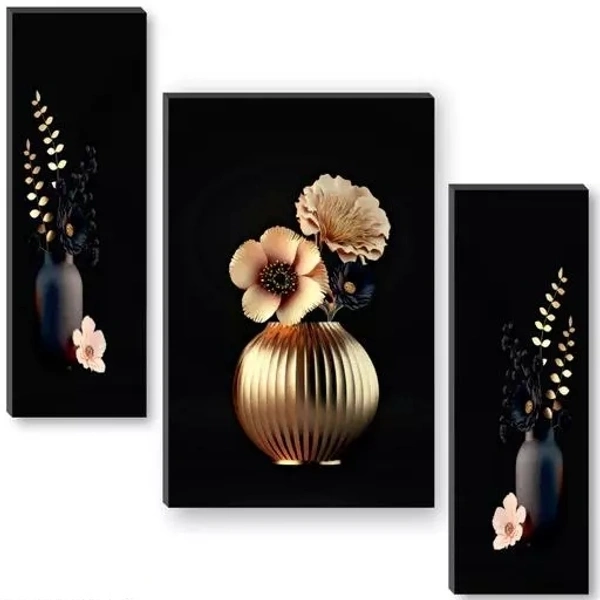Set of 3 Flower pot modern art Digital Reprint Self adeshive wall painting